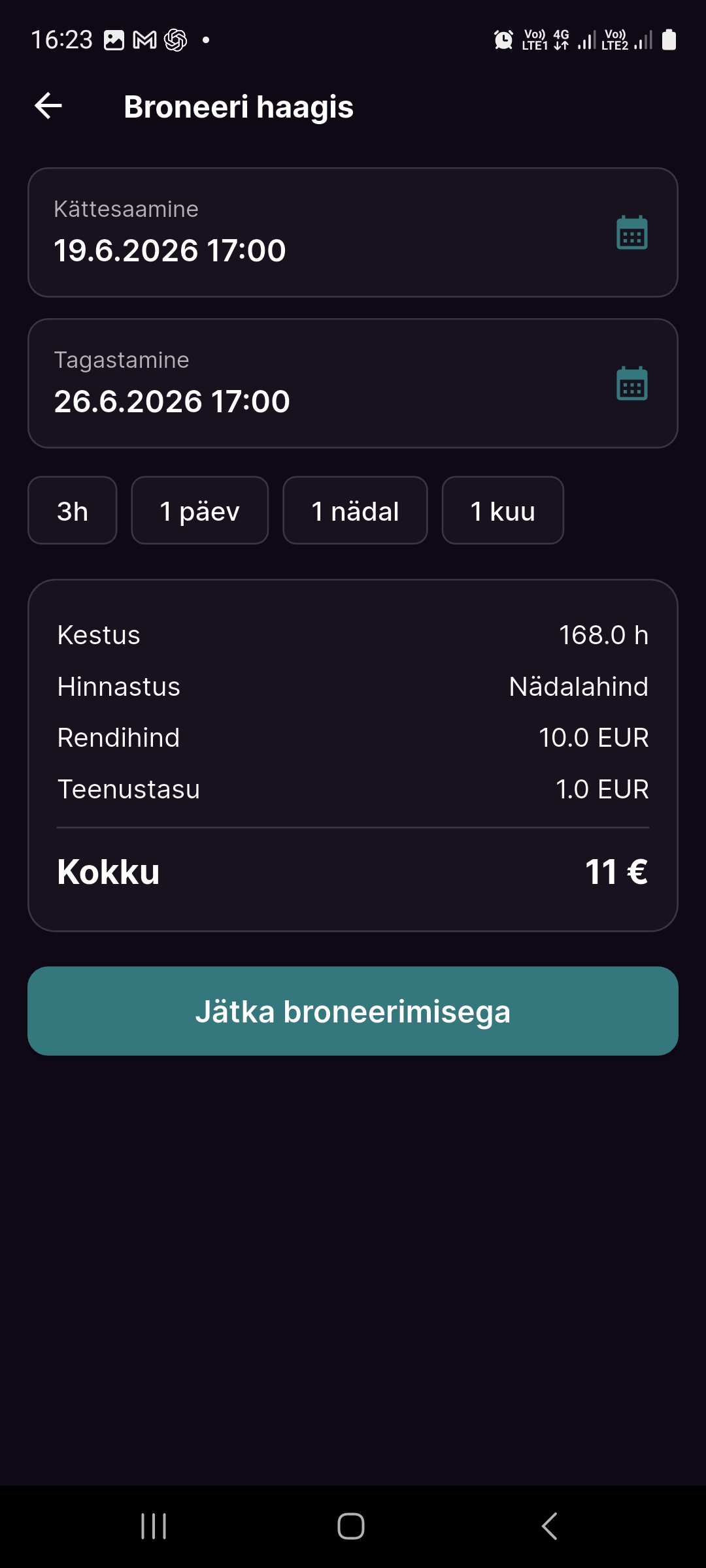 GoRolli klient — broneeri haagis